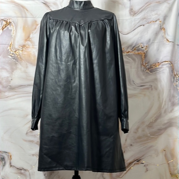 Who What Wear Faux Leather Long Sleeve Turtleneck Dress with Button Closure sz M - Picture 3 of 16